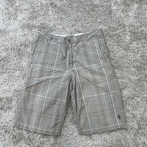 Vans Shorts Mens 30 Gray Plaid Flat Front 100% Cotton Skate Casual Summer